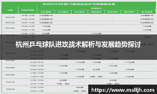 杭州乒乓球队进攻战术解析与发展趋势探讨